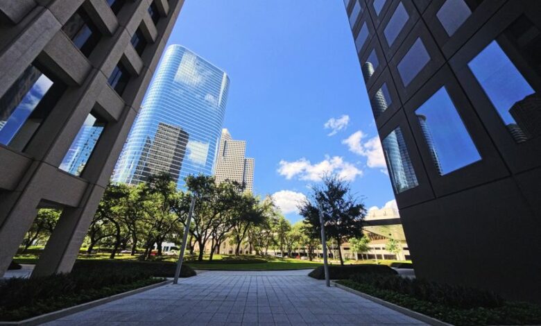 business travel Houston - Houston business district skyline meeting